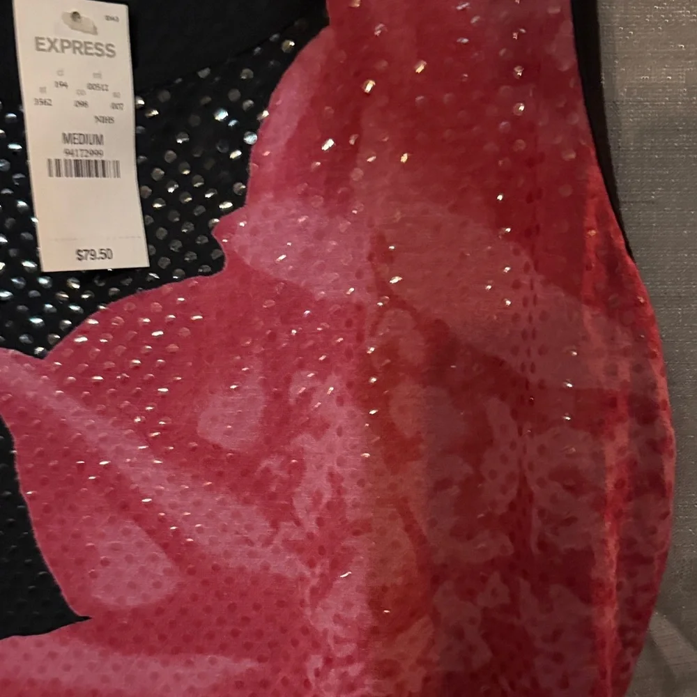 Express Black Dress with Pink Floral Design - Picture 4 of 10